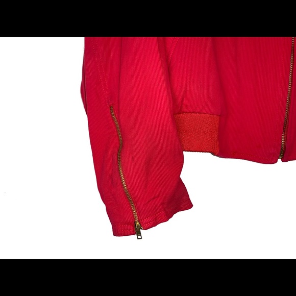 Versace Red corduroy Zip Up Jacket - Picture 2 of 5